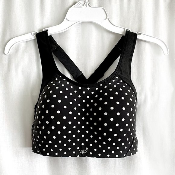 Victoria's Secret women's sport bra. Black with polka dots. Push up. Size 32-DDD - Picture 3 of 4